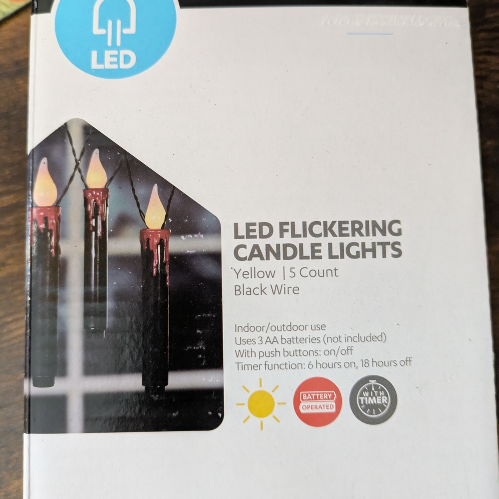 LED Flickering Candle Lights - Yellow with Black Wire